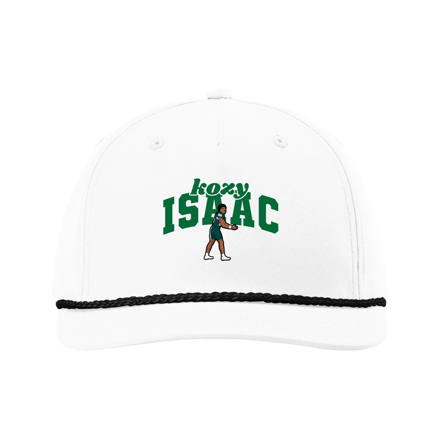 Five-Panel Classic Rope Cap — Signature Arch in White
