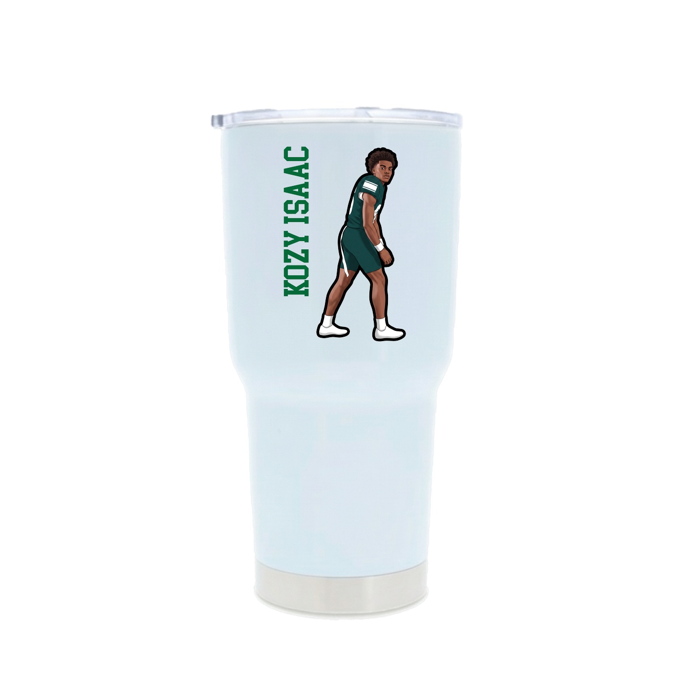 30oz Stainless Steel Tumbler — Name Vertical in White