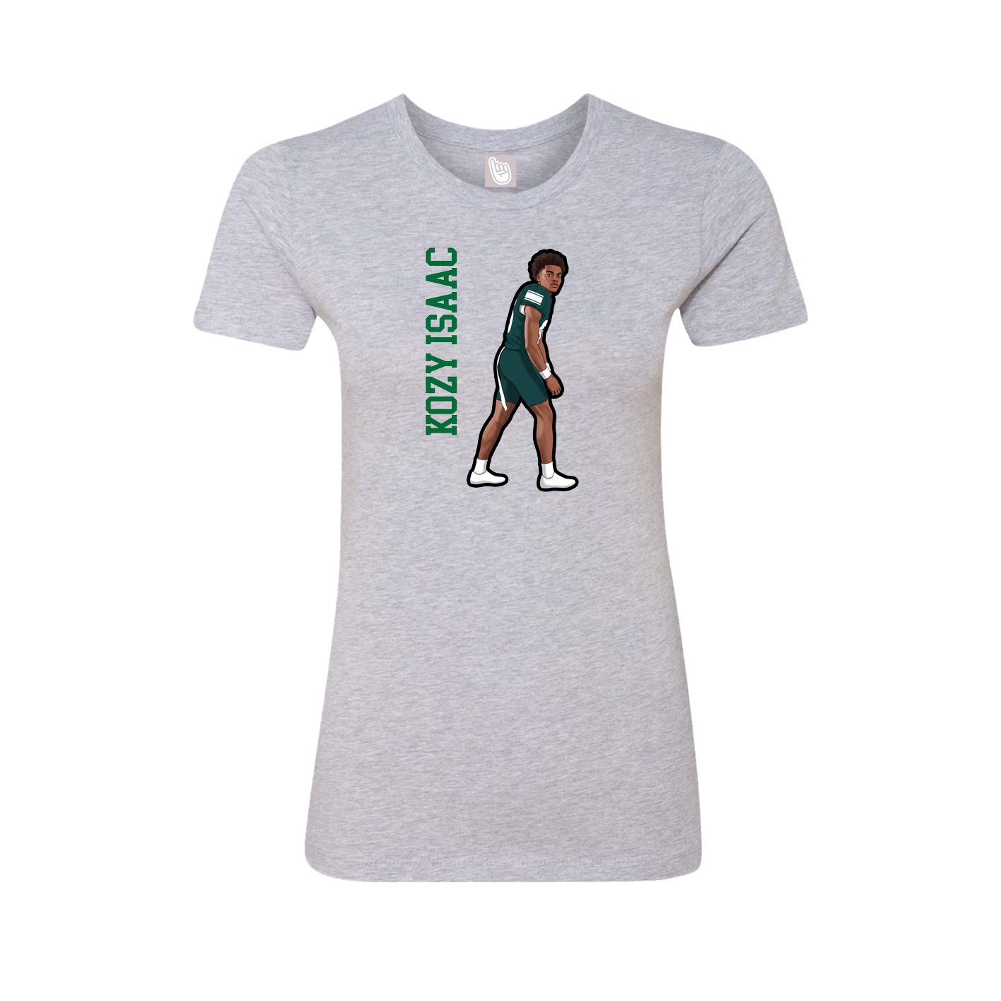 Fitted Women's Tee — Name Vertical in Grey