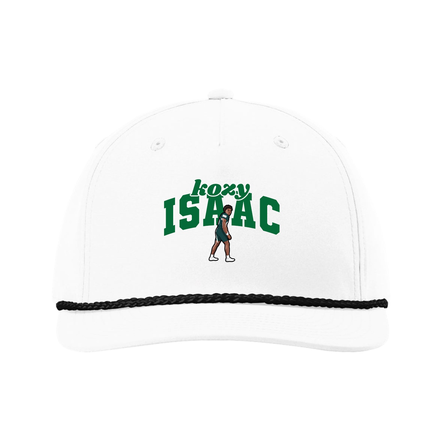 Five-Panel Classic Rope Cap — Signature Arch in White