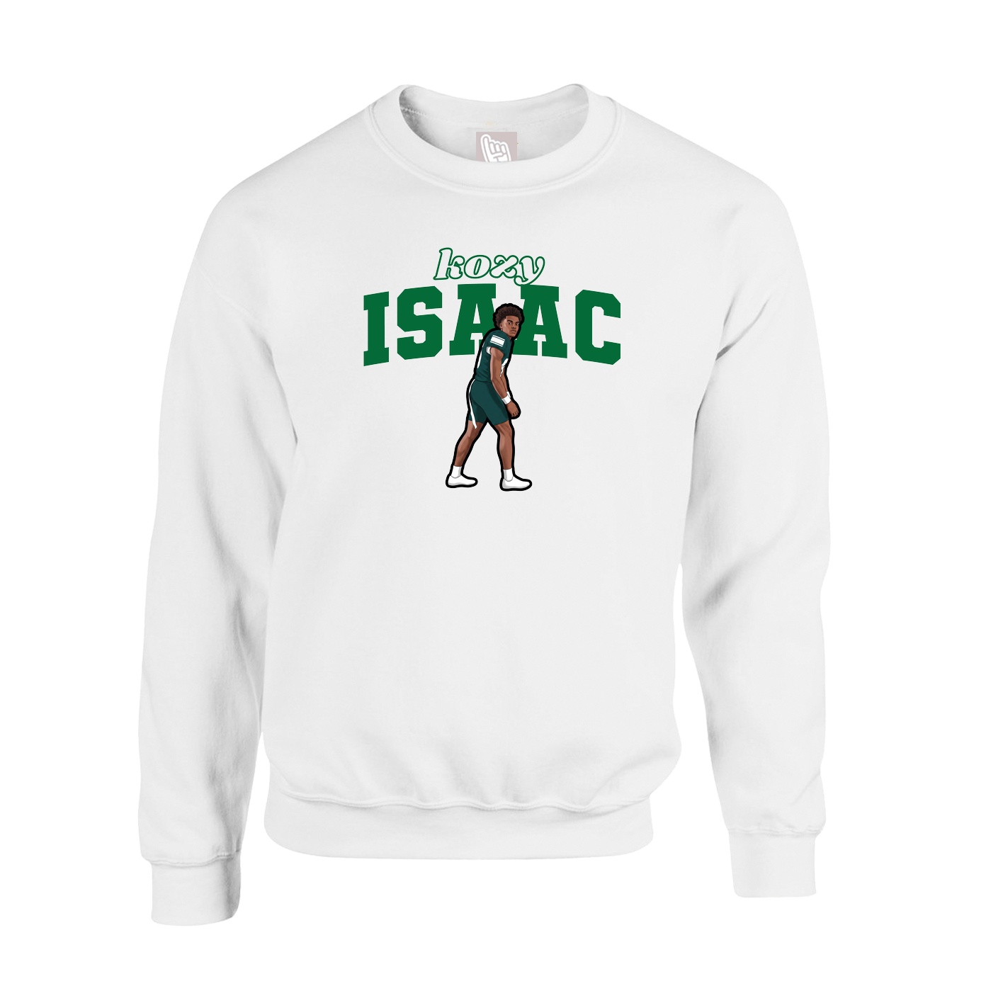 Fleece Crew — Name Arch in White