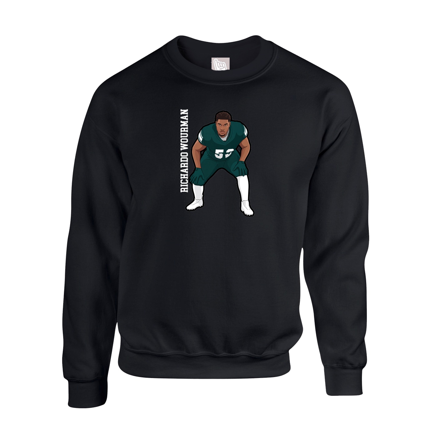 Fleece Crew — Name Vertical in Black