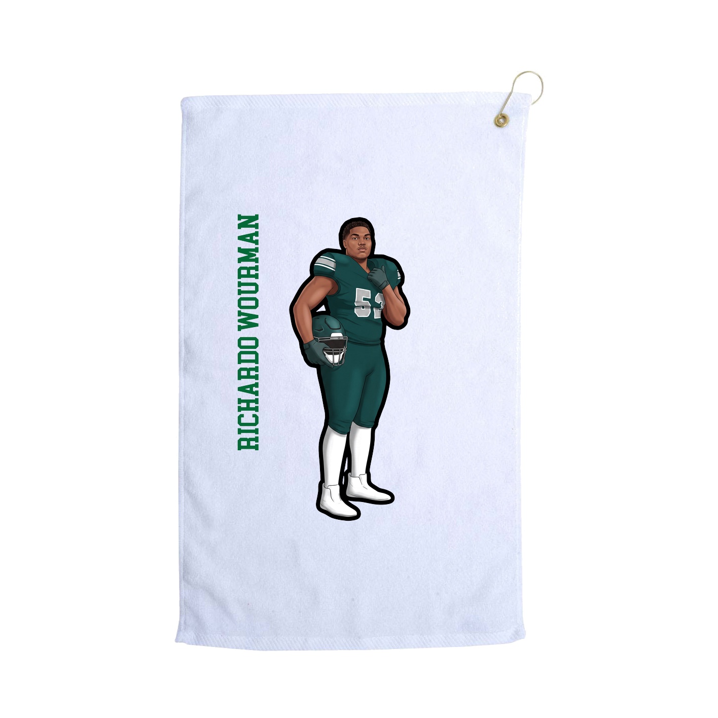 Golf Towel — Name Vertical in White