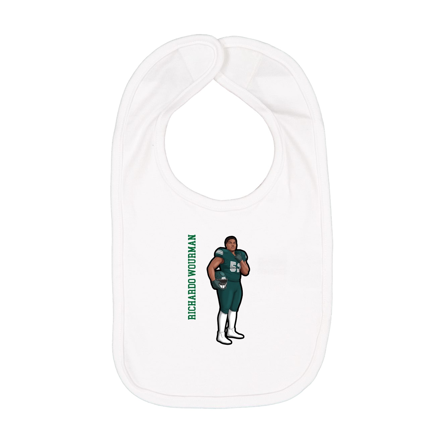 Infant Bib — Name Vertical in White