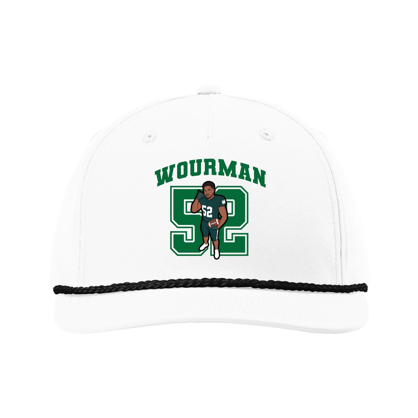 Five-Panel Classic Rope Cap — Number in White
