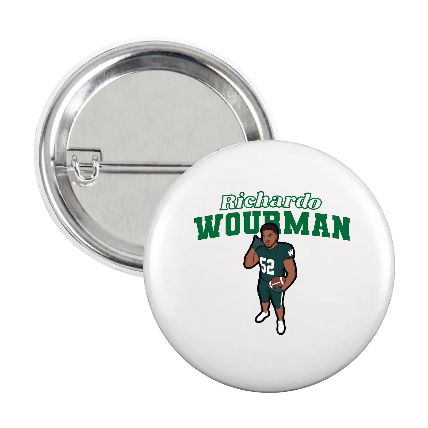 Game Day Button — Name Arch in White