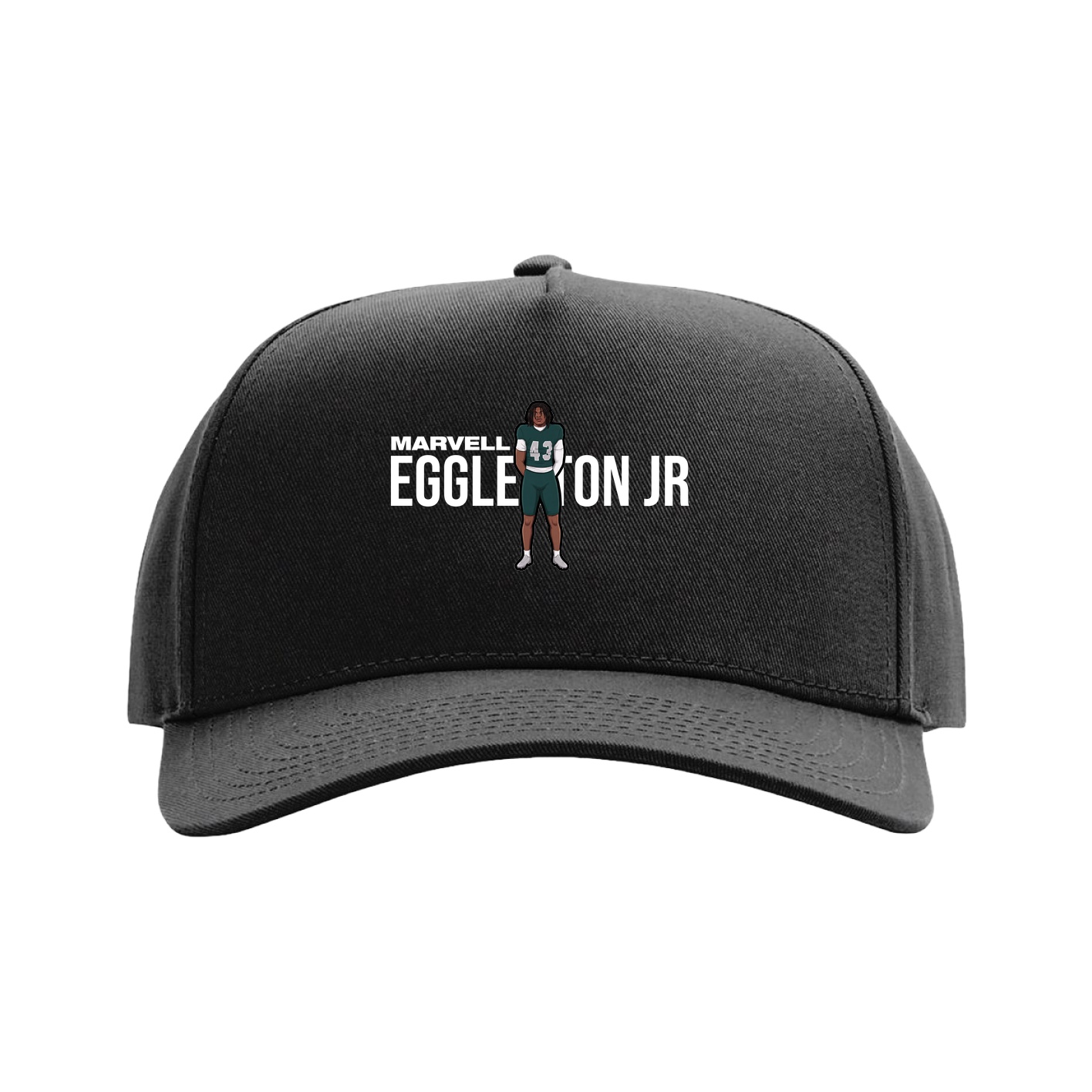 Full Fabric Five-Panel Champ Cap — Player Name in Black