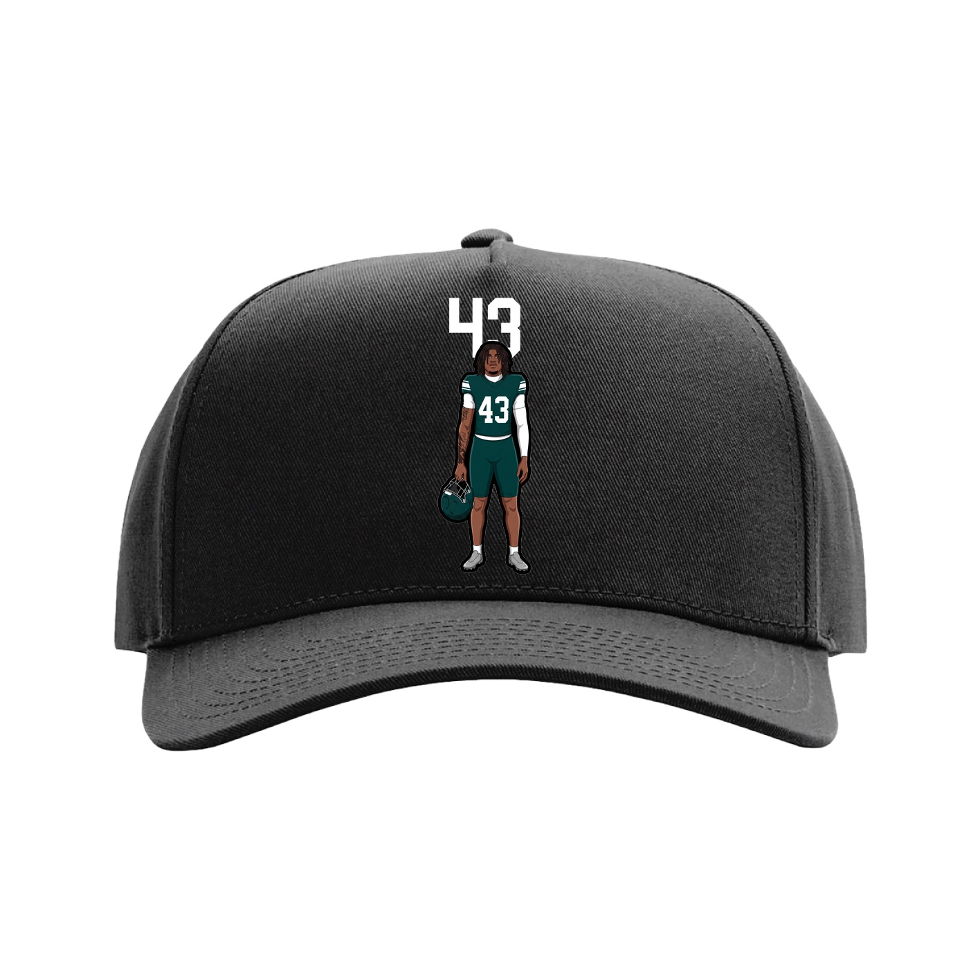 Full Fabric Five-Panel Champ Cap — Number Top in Black