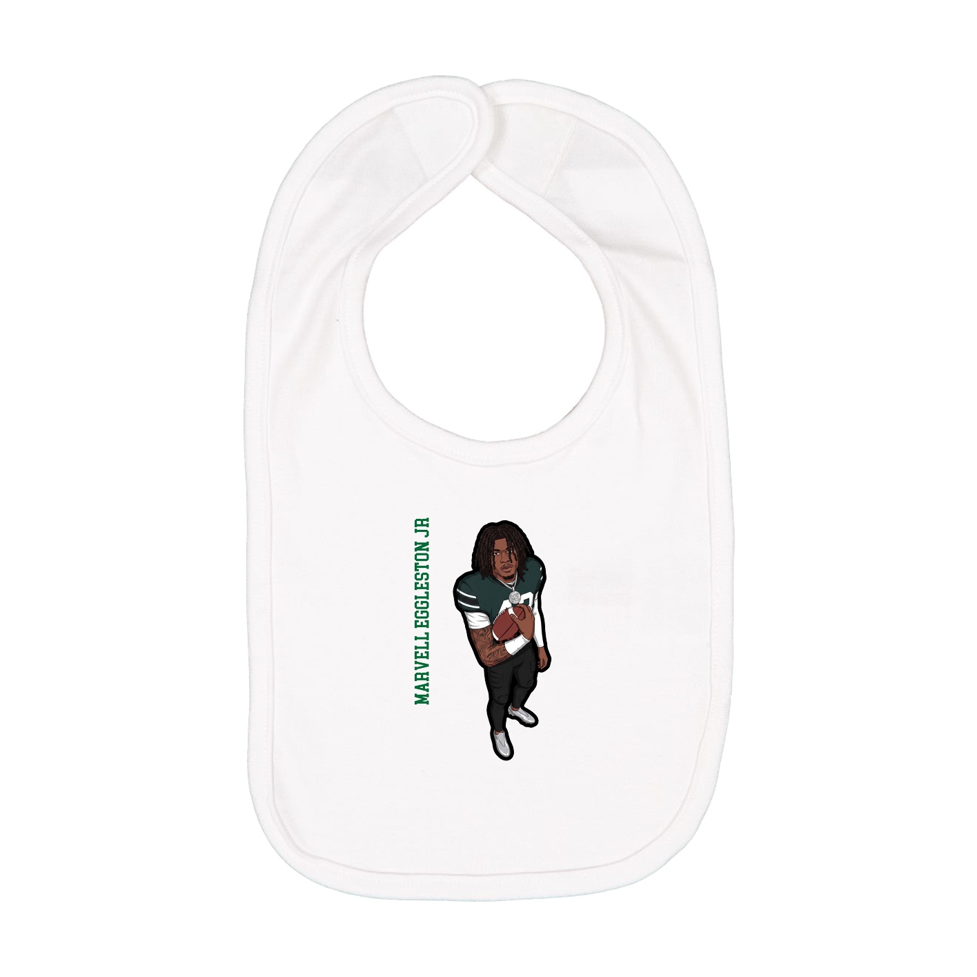 Infant Bib — Name Vertical in White