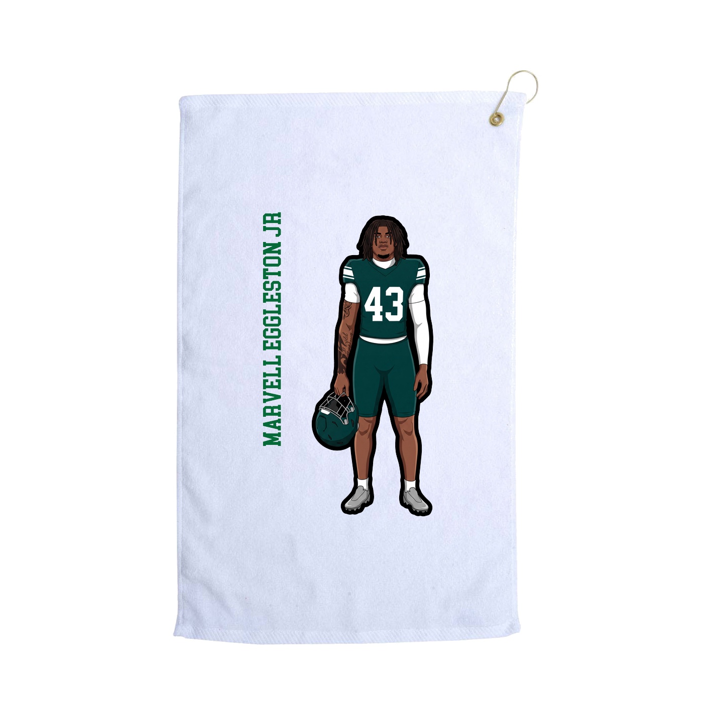 Golf Towel — Name Vertical in White