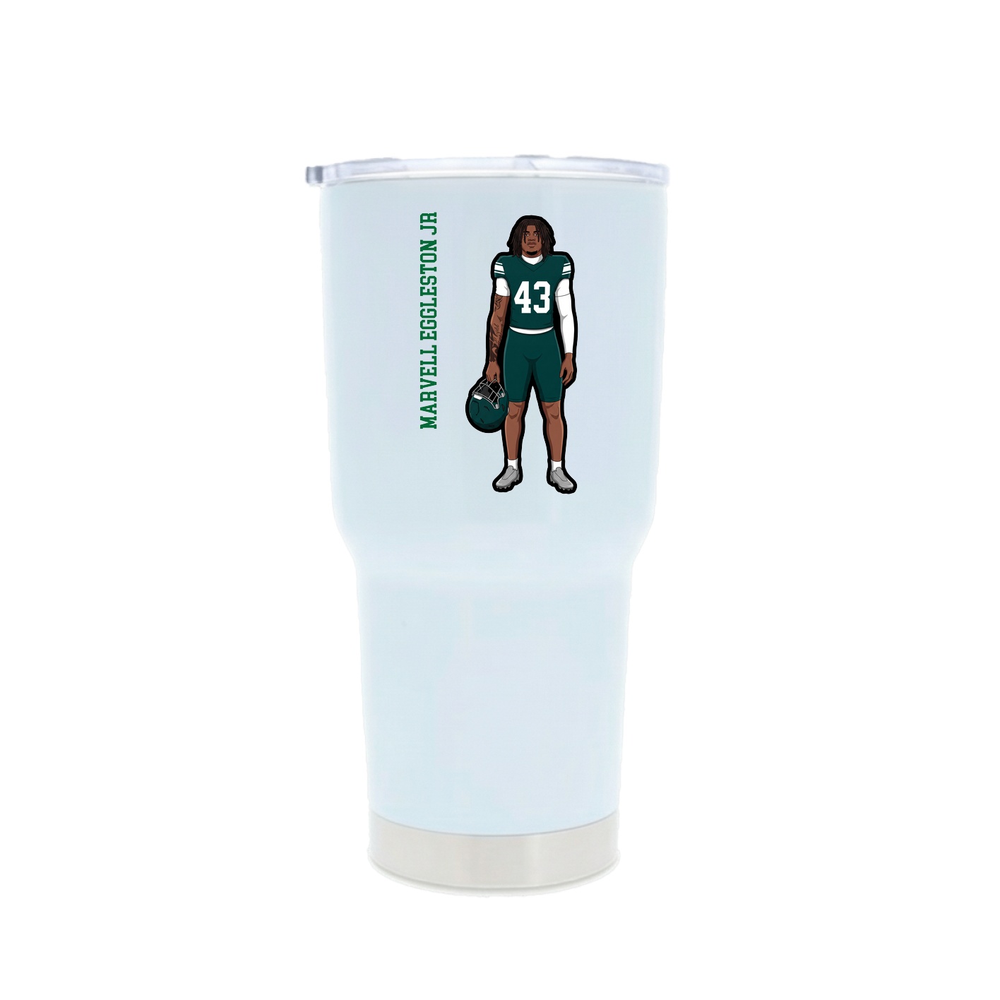 30oz Stainless Steel Tumbler — Name Vertical in White