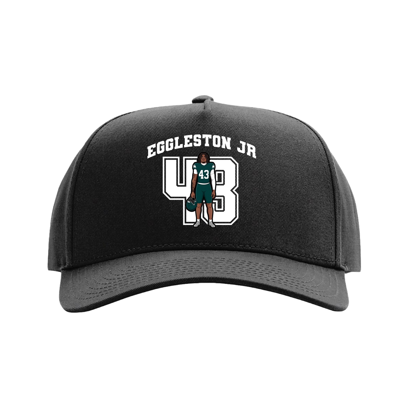 Full Fabric Five-Panel Champ Cap — Number in Black
