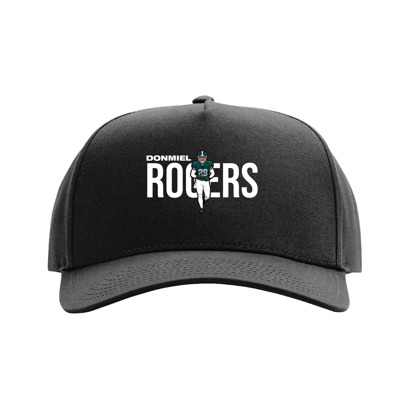 Full Fabric Five-Panel Champ Cap — Player Name in Black
