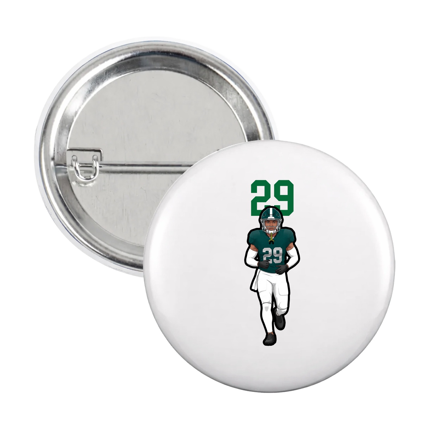 Game Day Button — Number Top in White