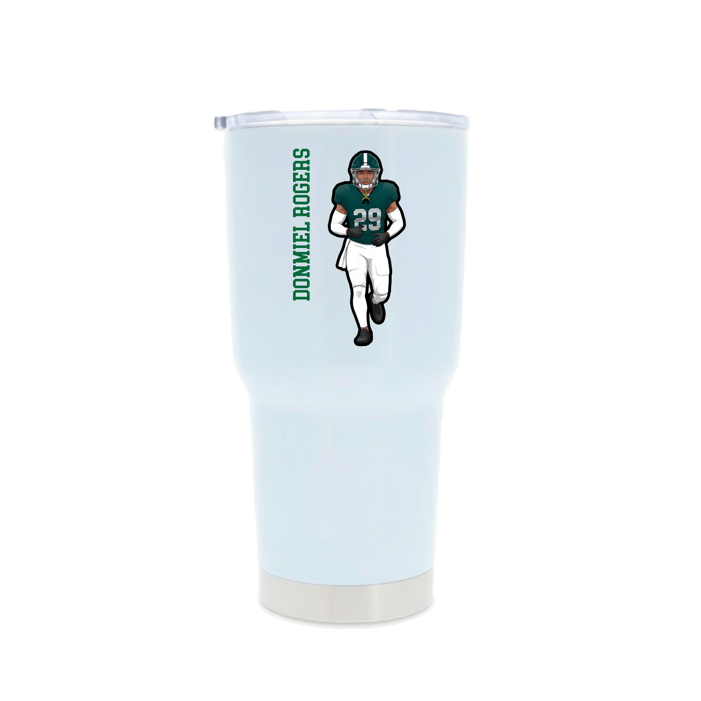 30oz Stainless Steel Tumbler — Name Vertical in White