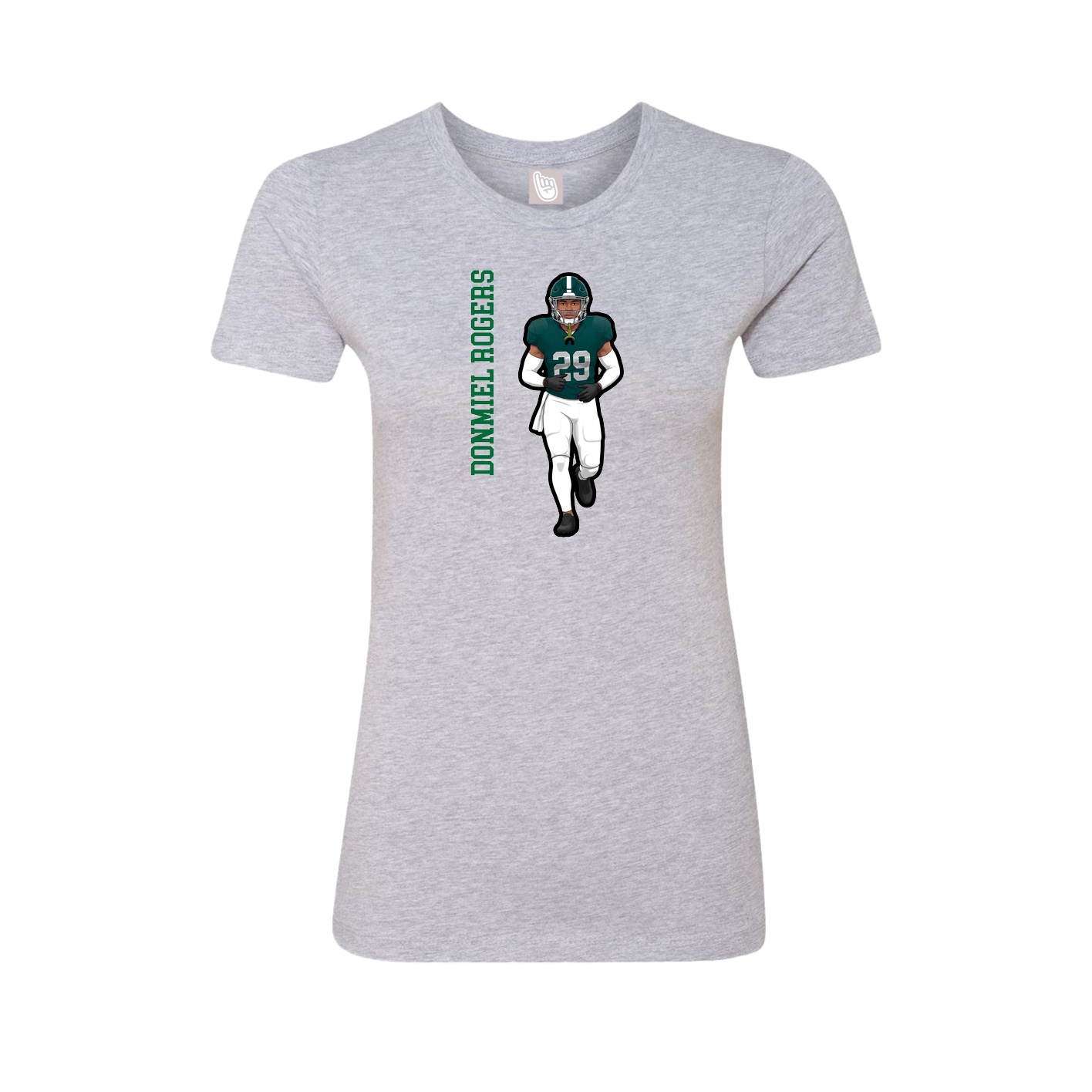 Fitted Women's Tee — Name Vertical in Grey