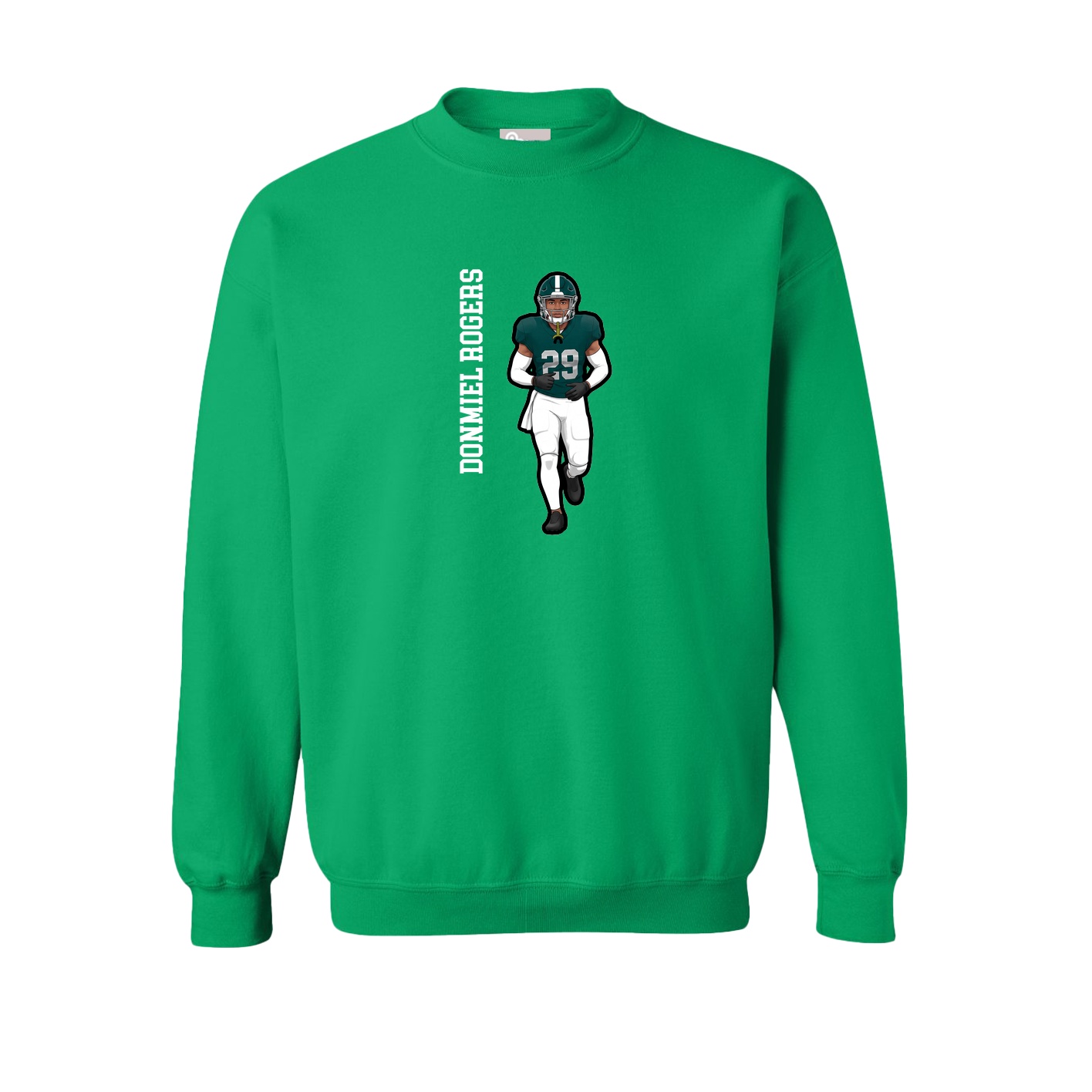 Fleece Crew — Name Vertical in Green