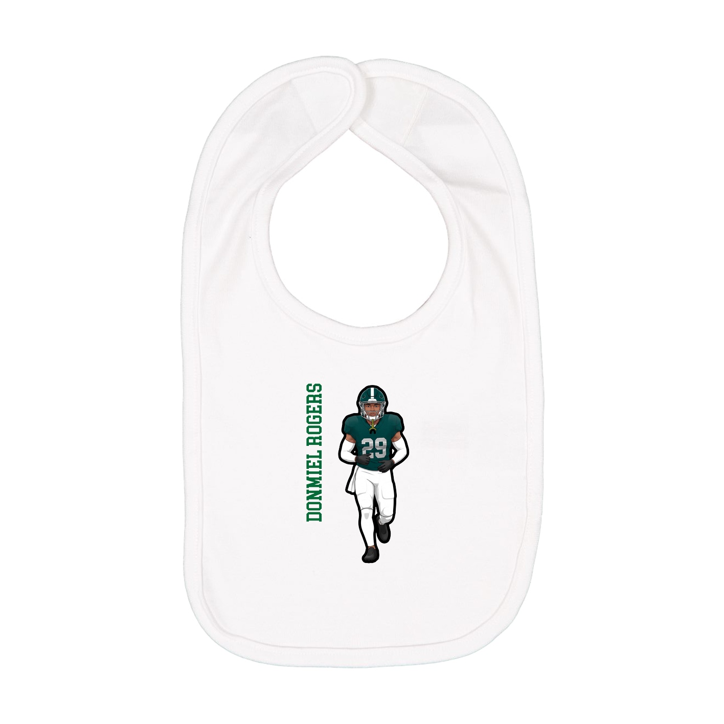 Infant Bib — Name Vertical in White