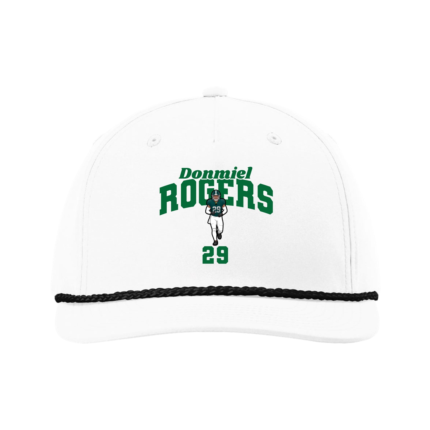 Five-Panel Classic Rope Cap — Signature Arch in White