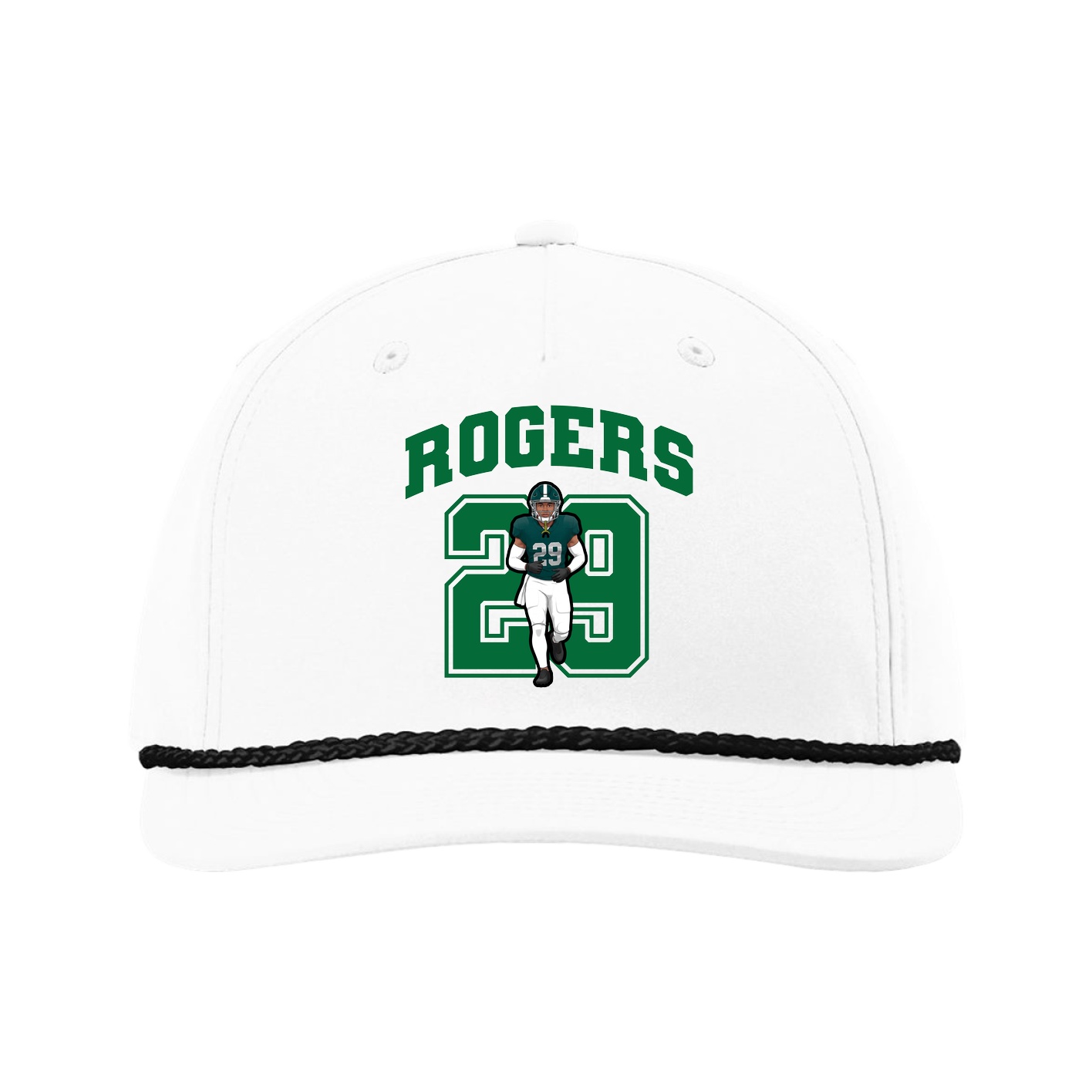Five-Panel Classic Rope Cap — Number in White