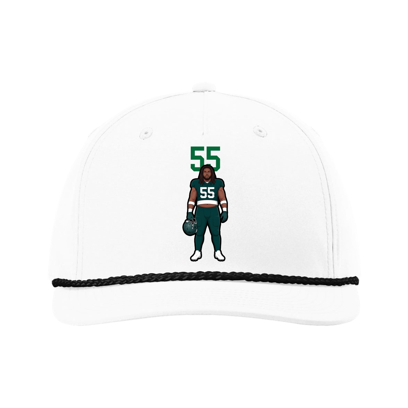 Five-Panel Classic Rope Cap — Number Top in White