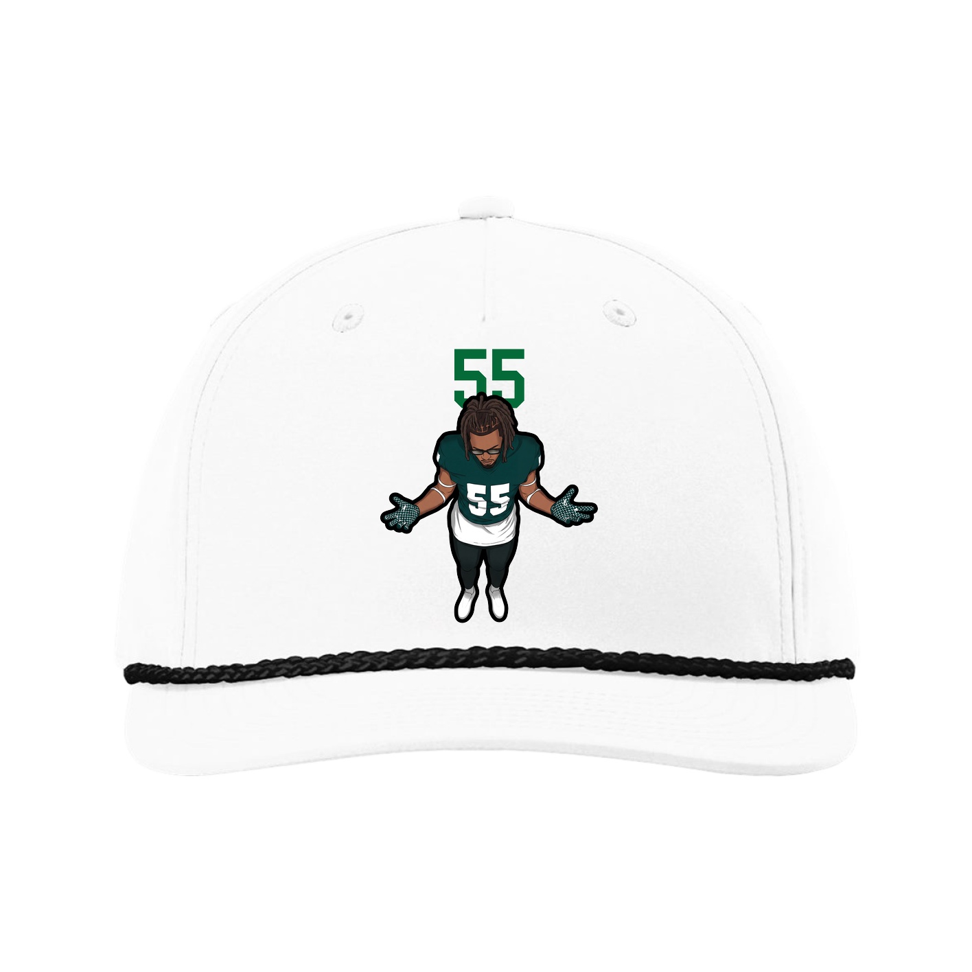 Five-Panel Classic Rope Cap — Number Top in White