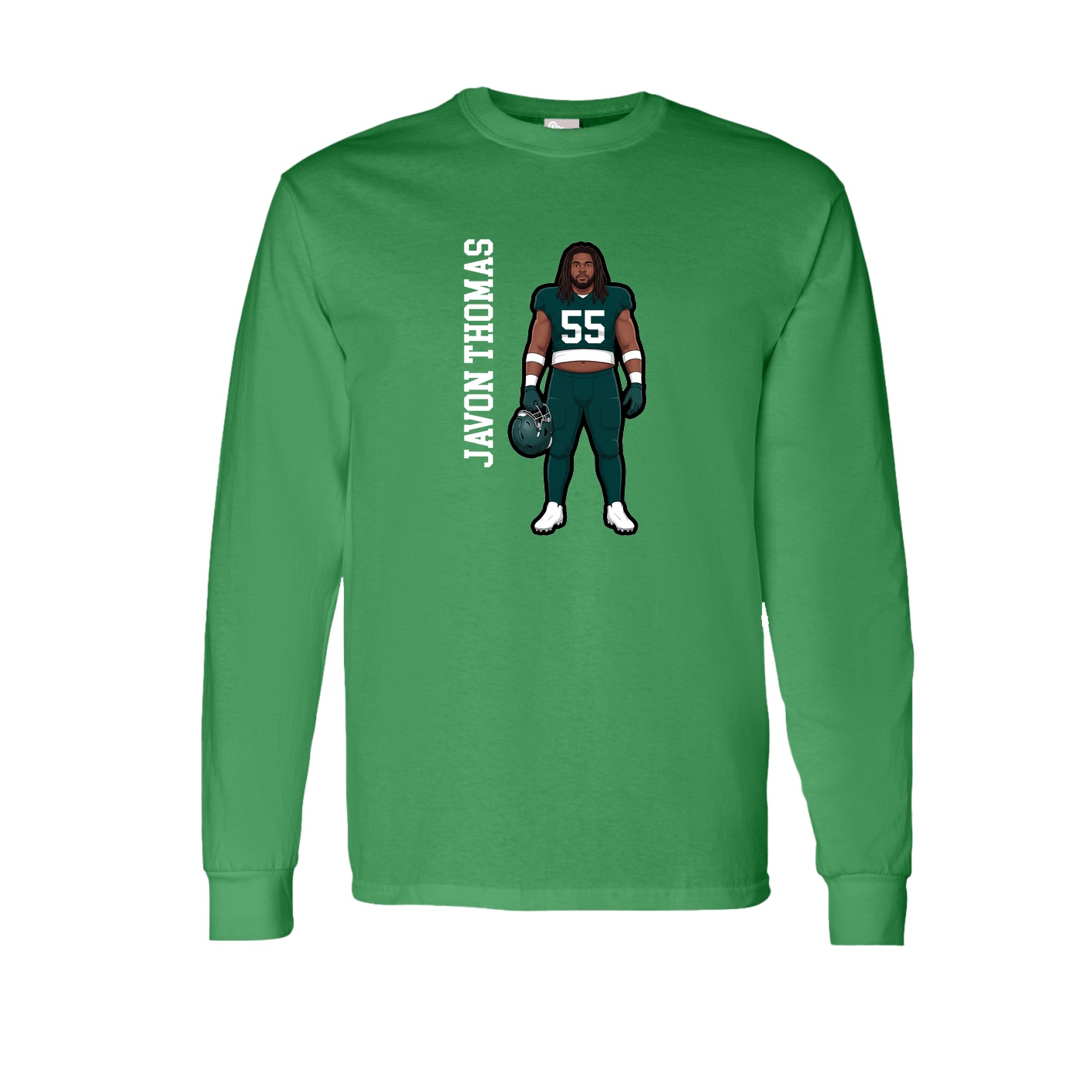 Long Sleeve Tee — Name Vertical in Green