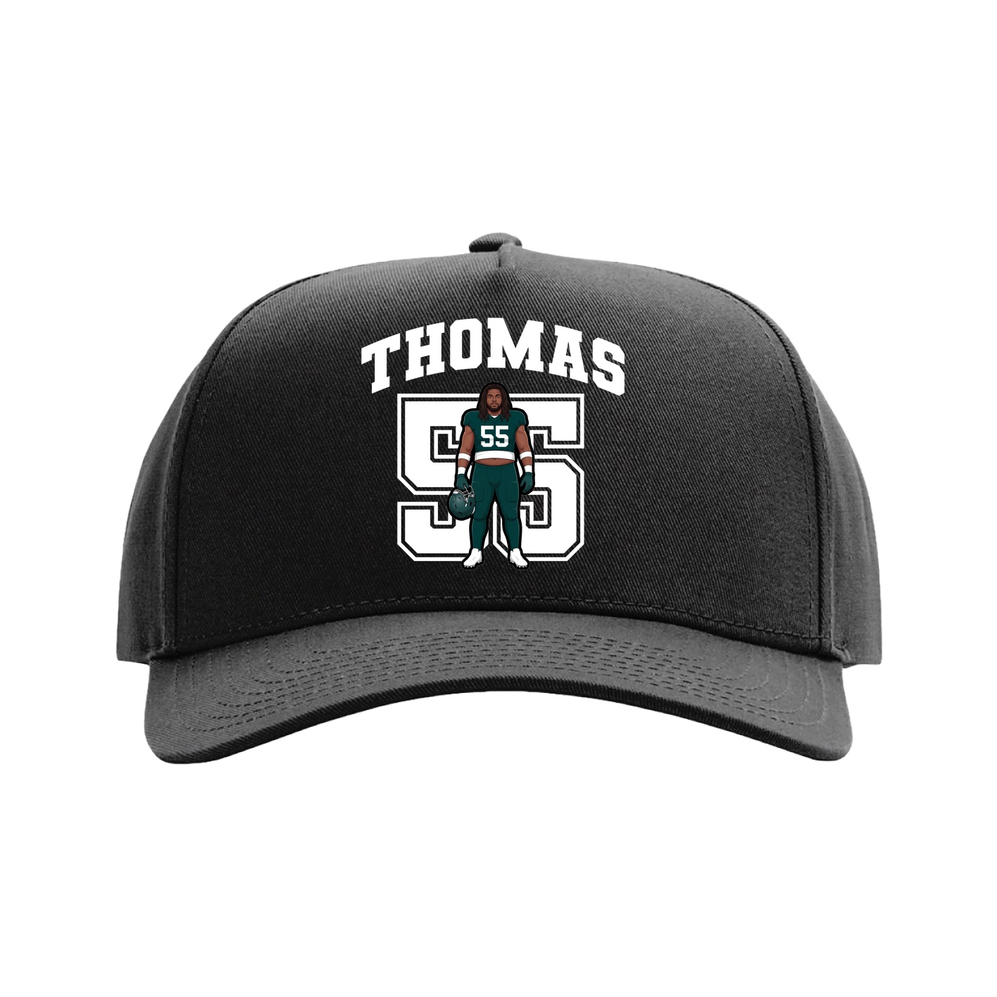 Full Fabric Five-Panel Champ Cap — Number in Black