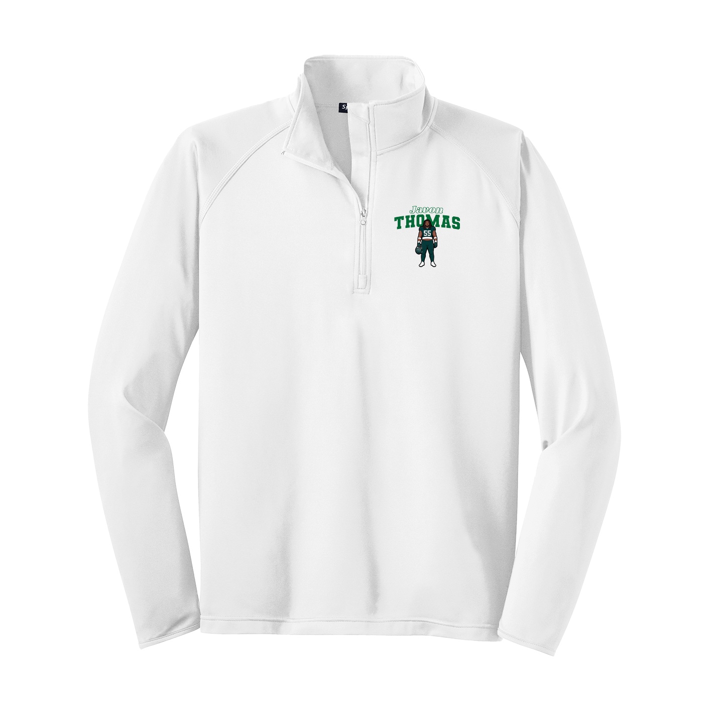 Q-Zip Pullover — Name Arch in White