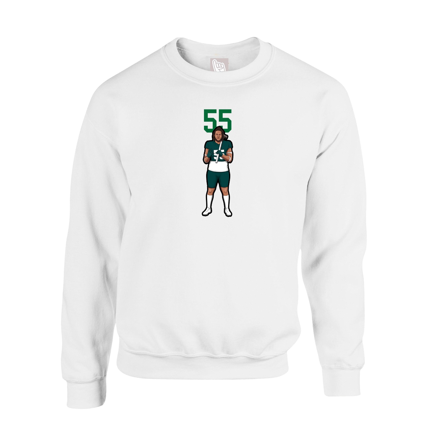 Fleece Crew — Number Top in White