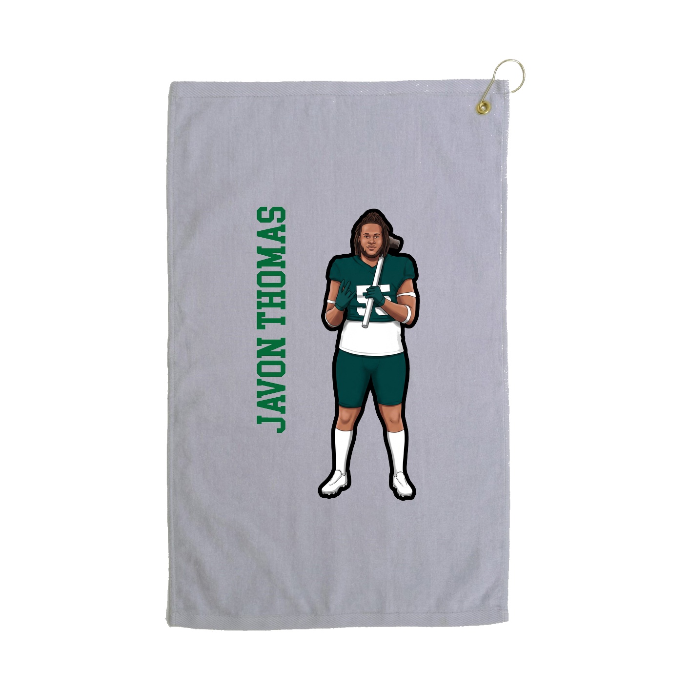 Golf Towel — Name Vertical in Grey