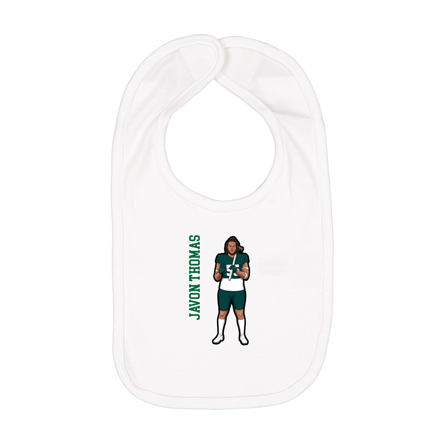 Infant Bib — Name Vertical in White