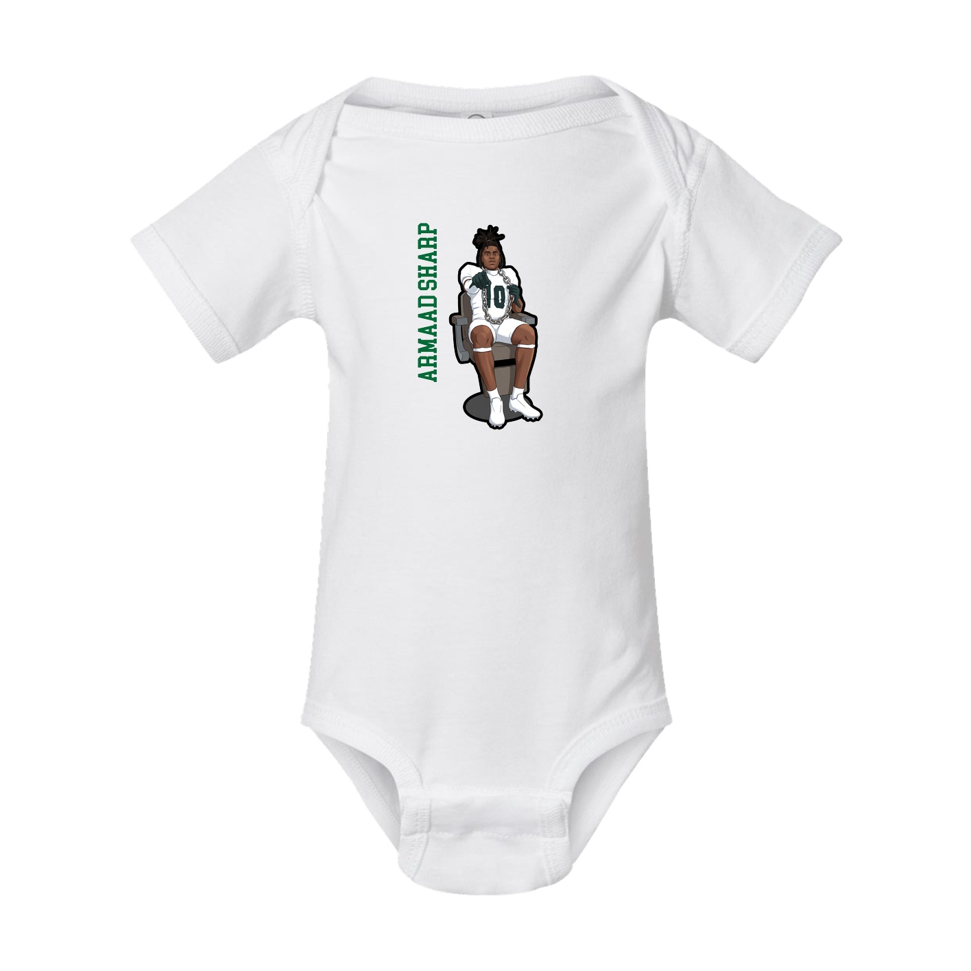 Baby Onesie — Name Vertical in White