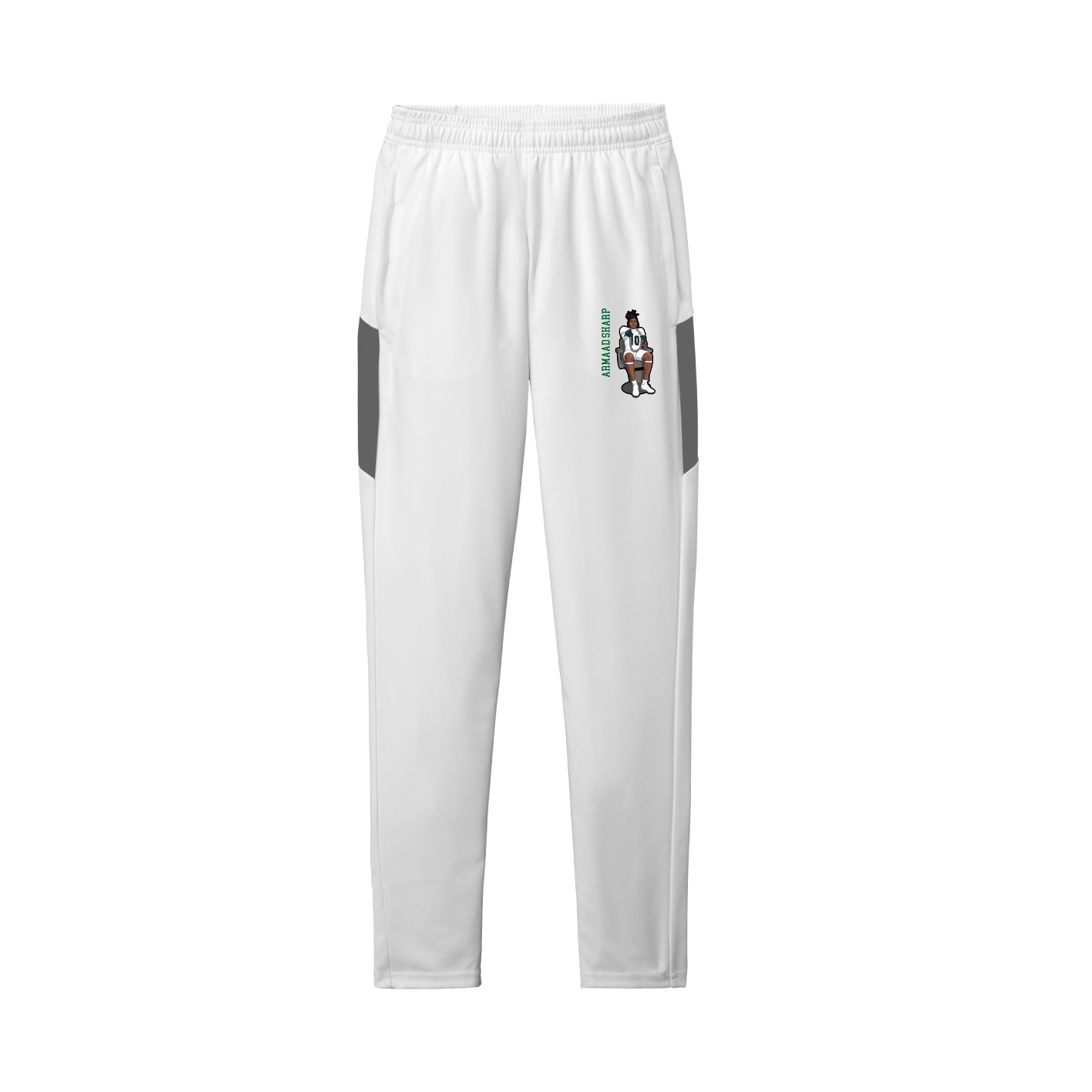 Team Travel Pant — Name Vertical in White/Grey