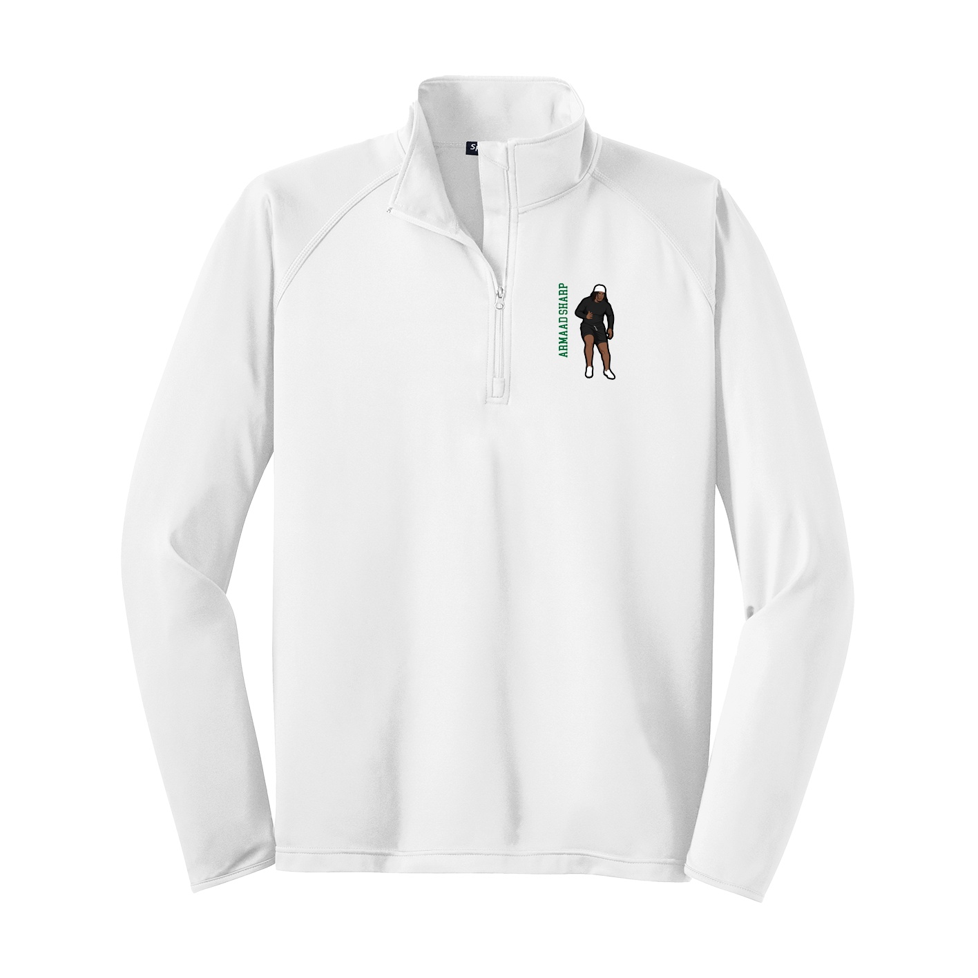 Q-Zip Pullover — Name Vertical in White