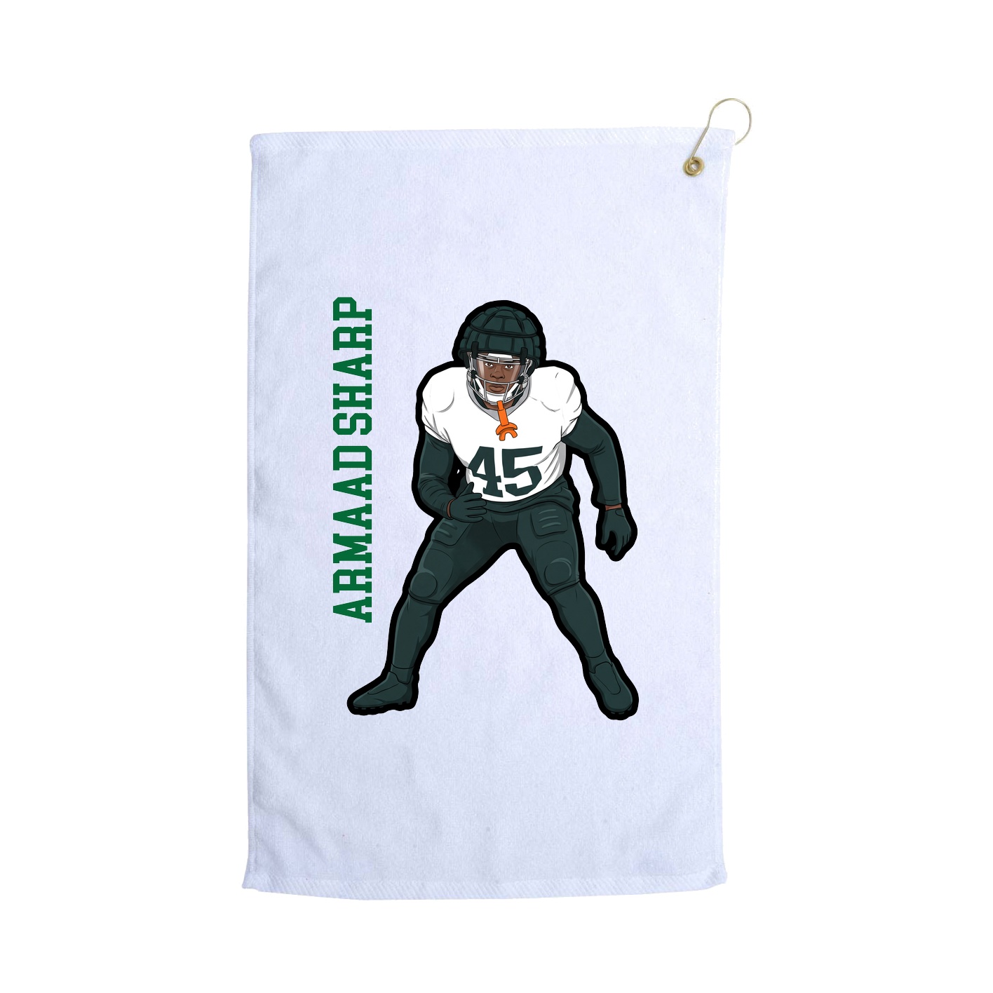 Golf Towel — Name Vertical in White