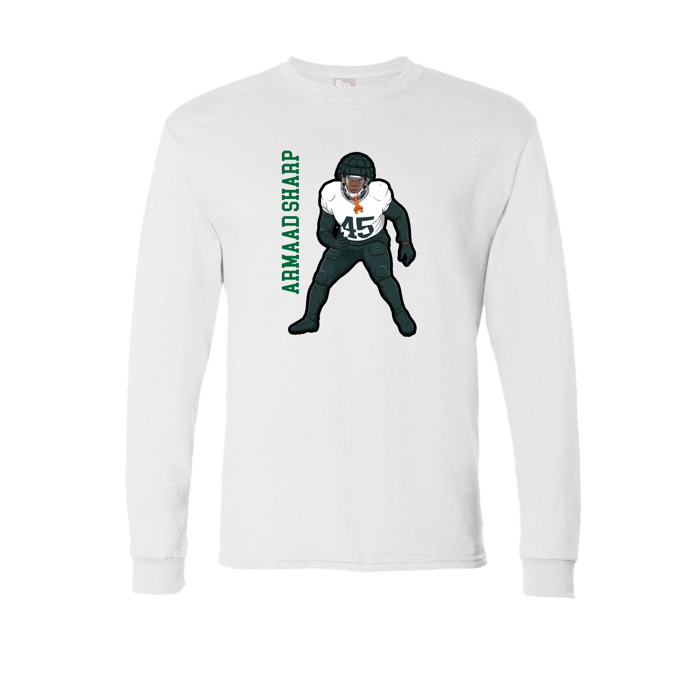 Long Sleeve Tee — Name Vertical in White