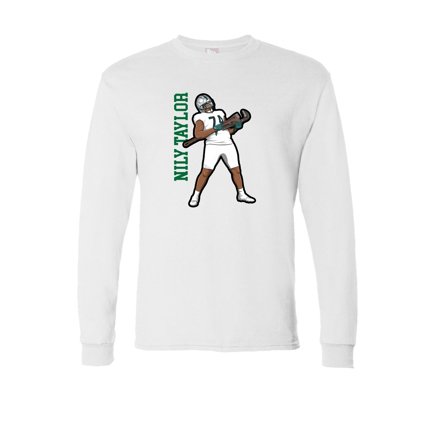 Long Sleeve Tee — Name Vertical in White