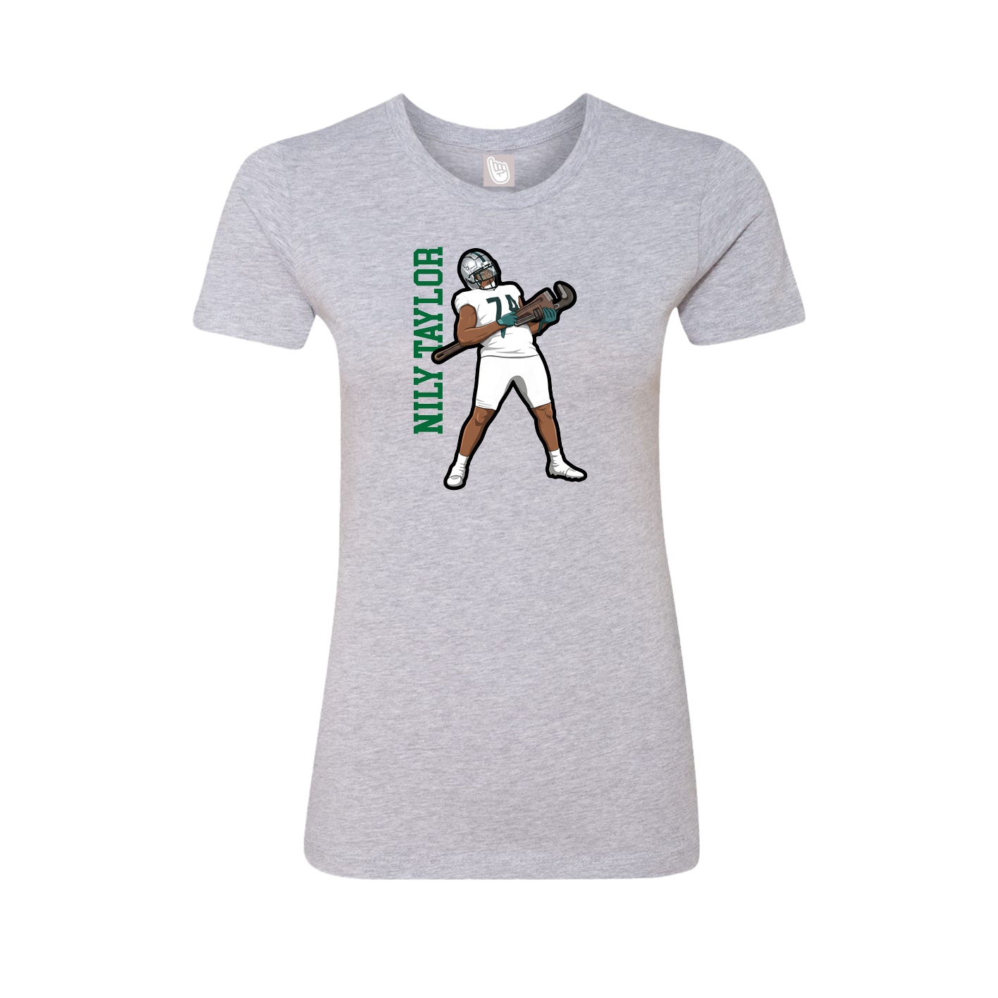 Fitted Women's Tee — Name Vertical in Grey