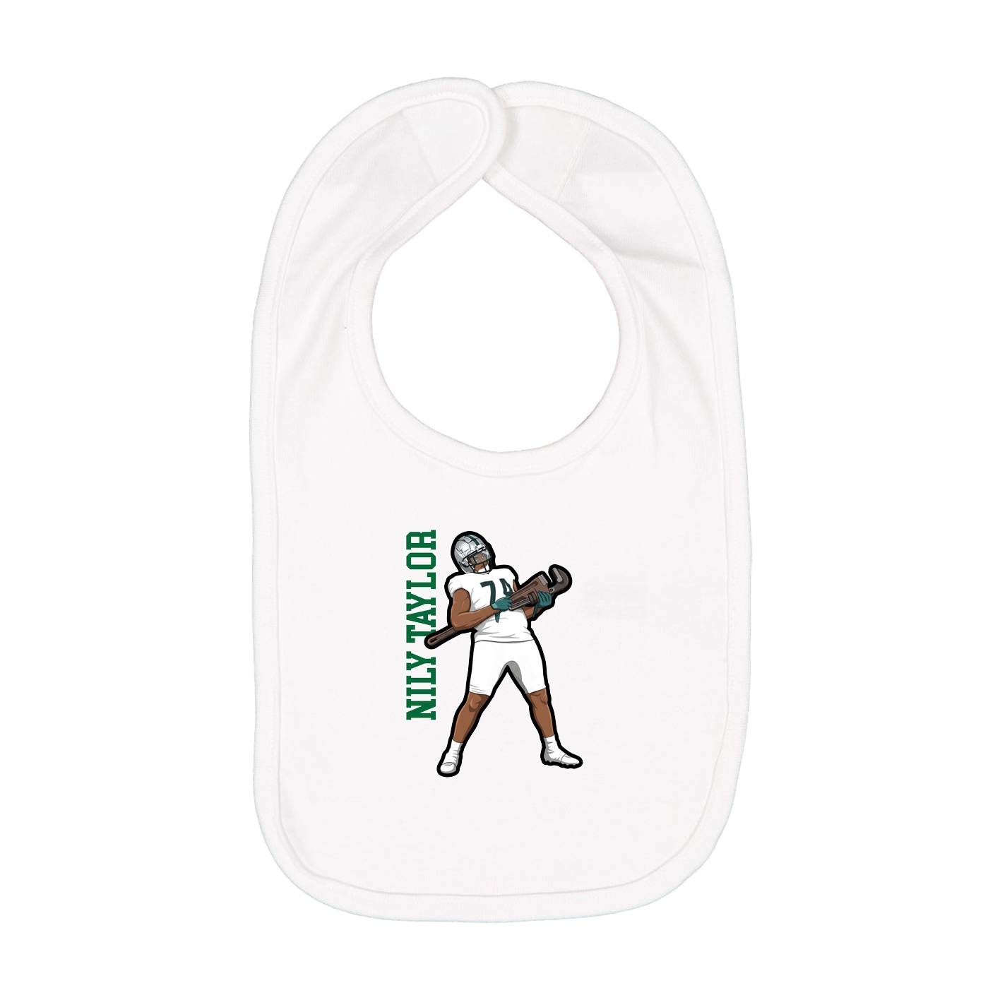 Infant Bib — Name Vertical in White