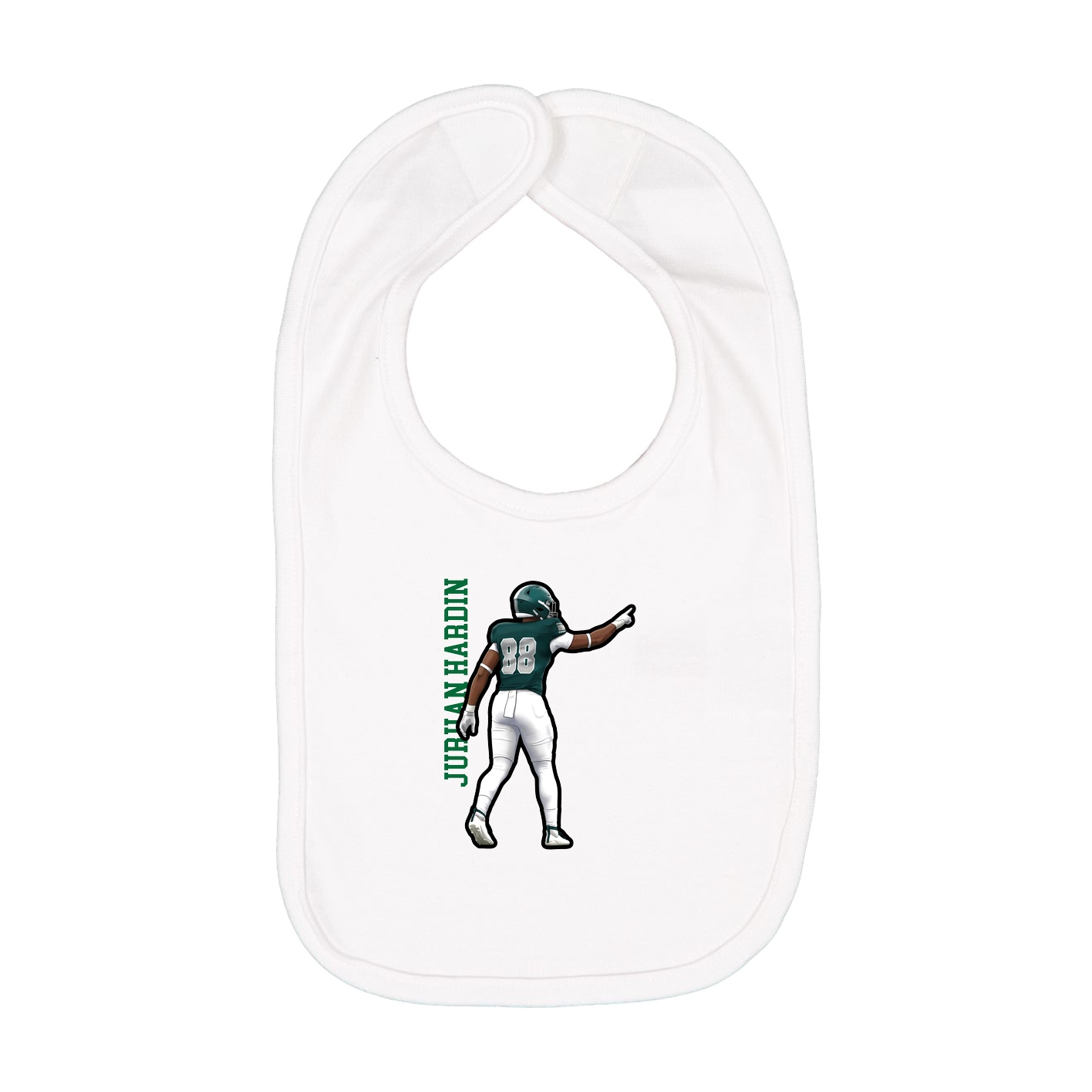 Infant Bib — Name Vertical in White