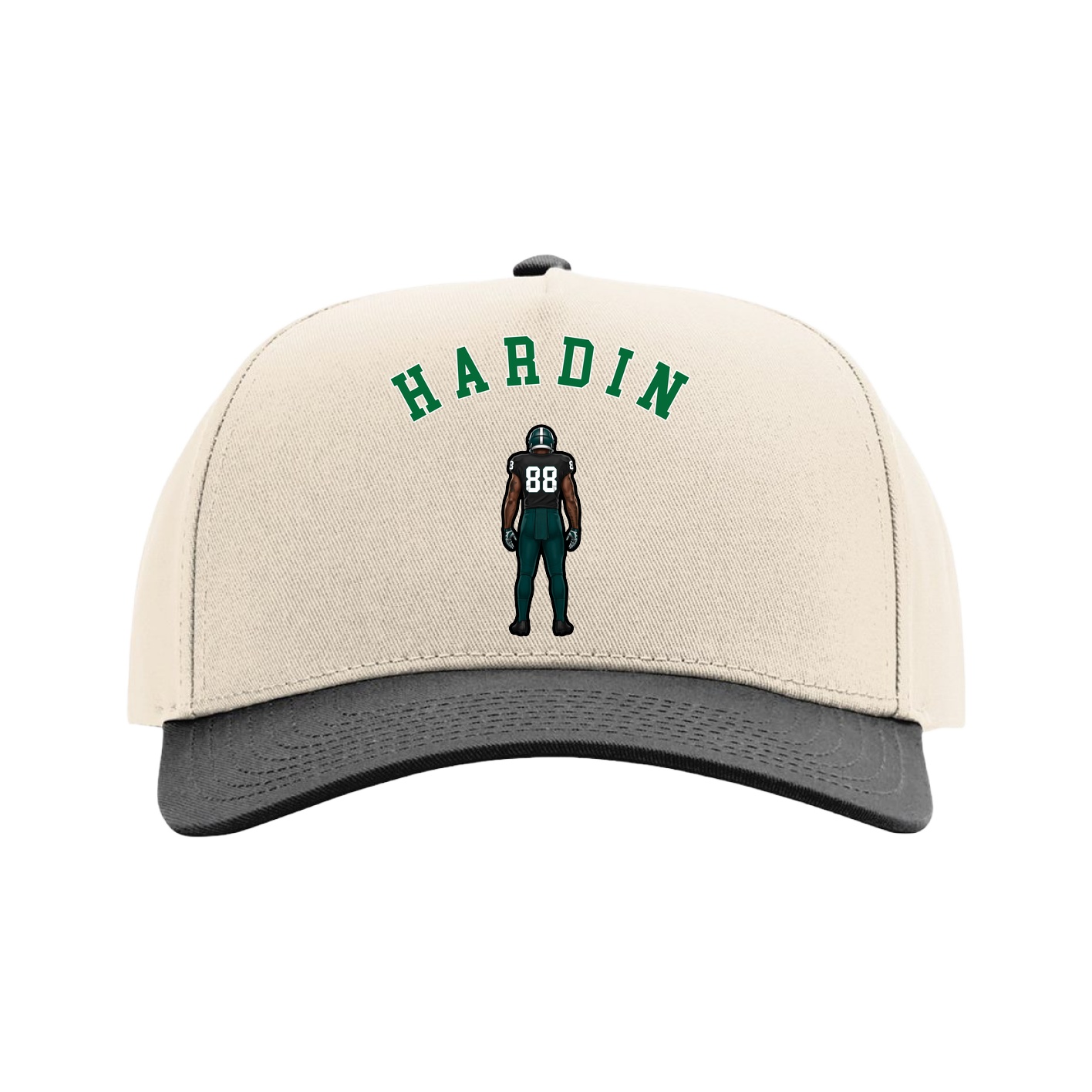 Full Fabric Five-Panel Champ Cap — Shirsey Arch in Cream/Black