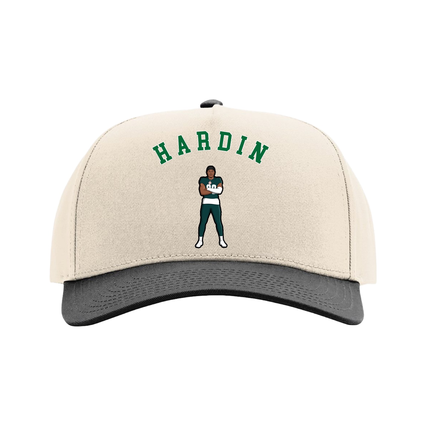 Full Fabric Five-Panel Champ Cap — Shirsey Arch in Cream/Black