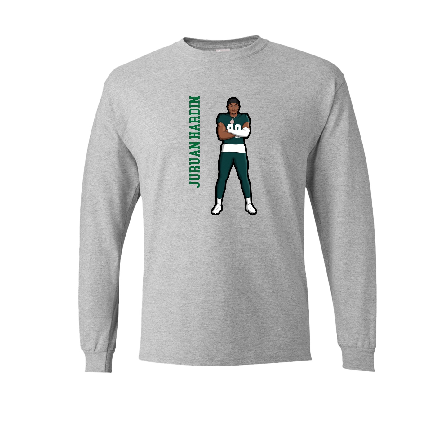 Long Sleeve Tee — Name Vertical in Grey