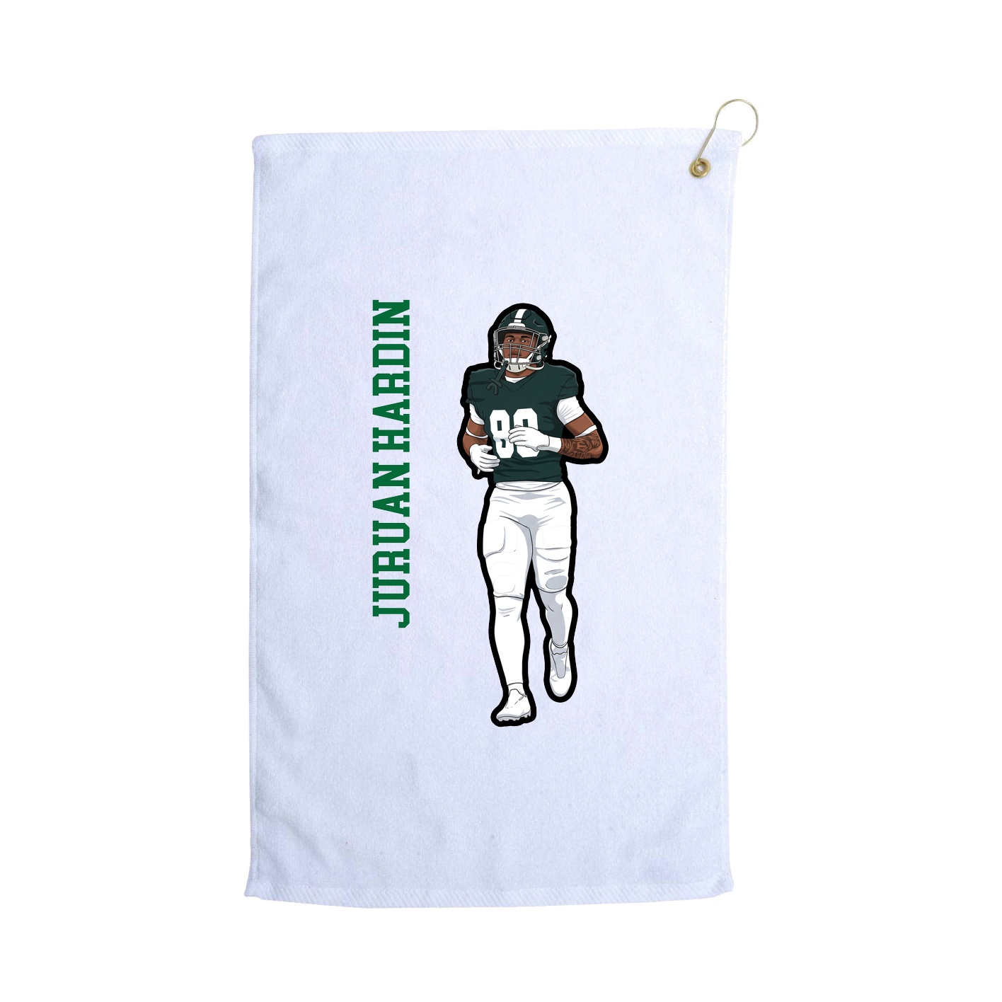 Golf Towel — Name Vertical in White