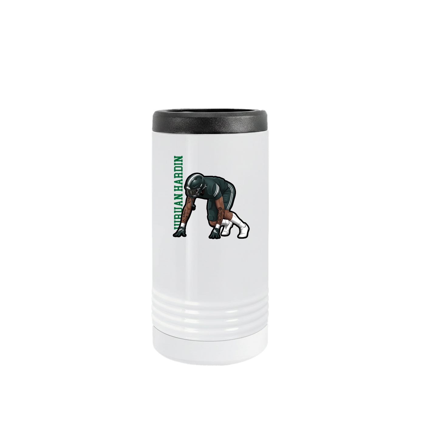 Slim Beverage Holder — Name Vertical in White