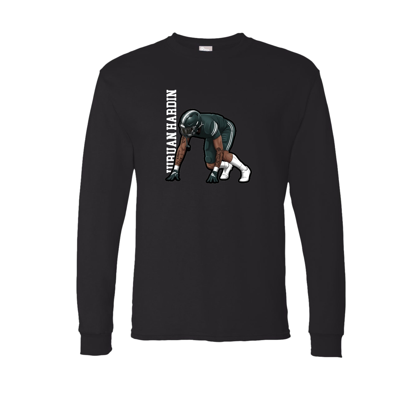 Long Sleeve Tee — Name Vertical in Black