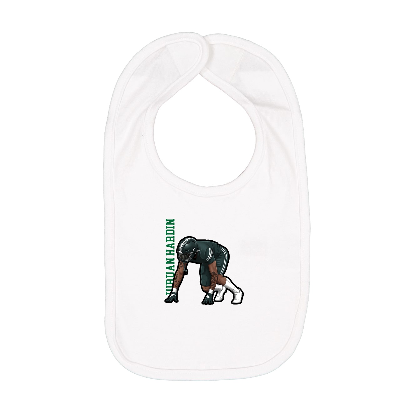 Infant Bib — Name Vertical in White