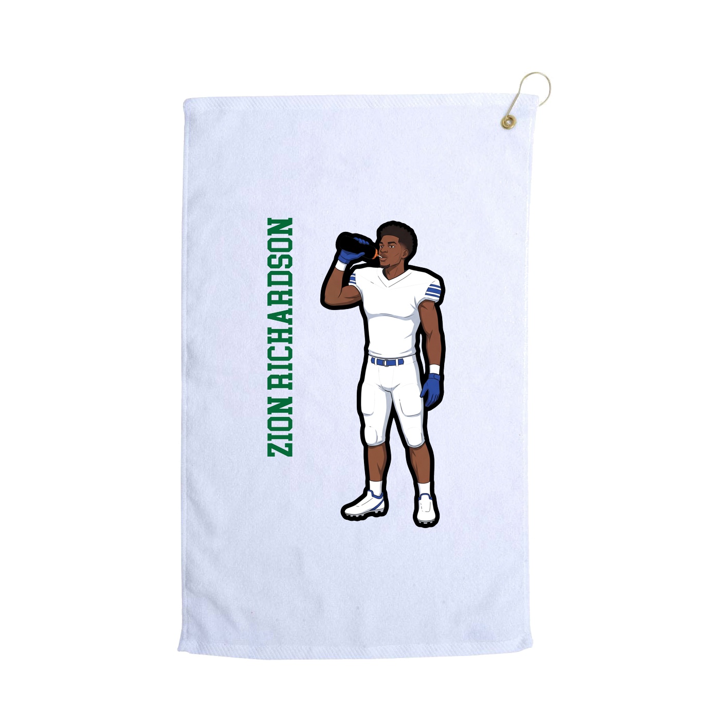 Golf Towel — Name Vertical in White