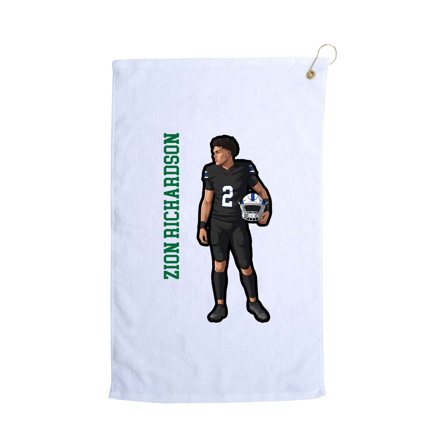 Golf Towel — Name Vertical in White